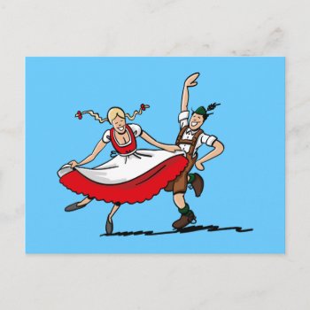 Postcard Dancing Bavarian Beer Festival Couple by frankramspott at Zazzle