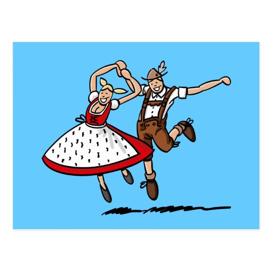 Postcard Dancing Bavarian Oktoberfest Couple