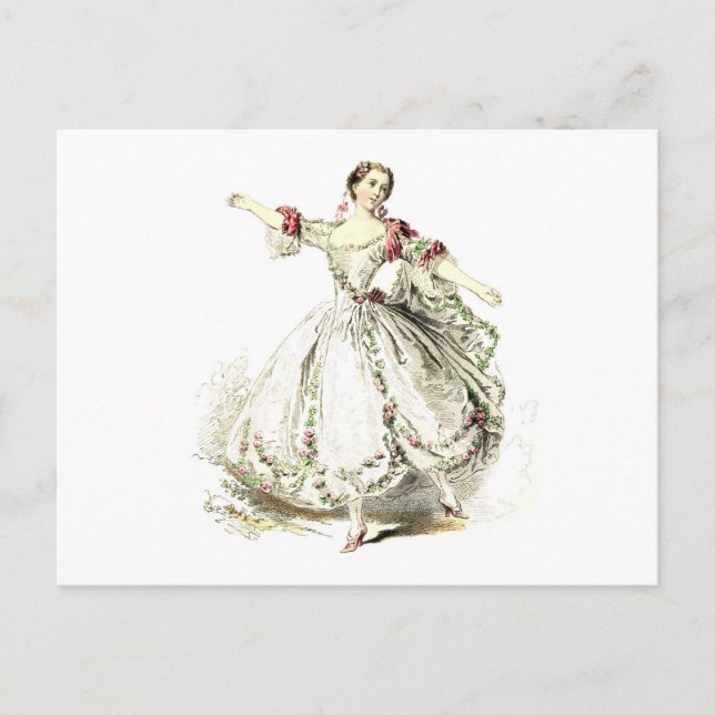 Postcard - Dancing Lady in Roses (Front)