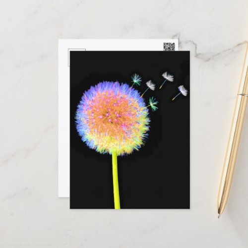   Postcard Dandelion Seeds Neon