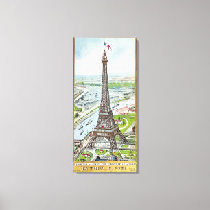 Postcard depicting the Eiffel Tower Canvas Print