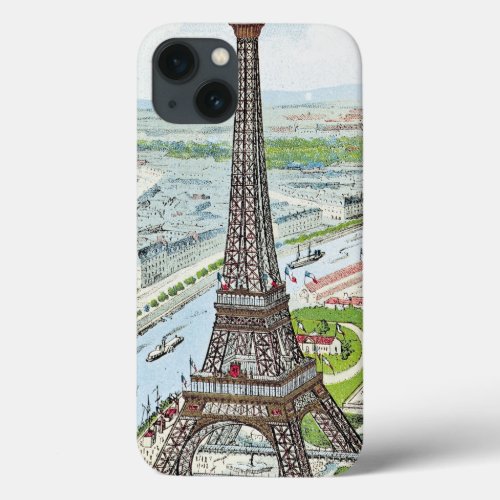 Postcard depicting the Eiffel Tower iPhone 13 Case