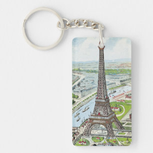 Postcard depicting the Eiffel Tower Keychain