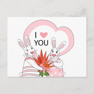 Postcard design with funny rabbit couple