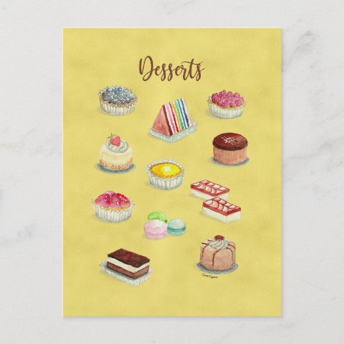 POSTCARD DESSERTS watercolor food illustrations