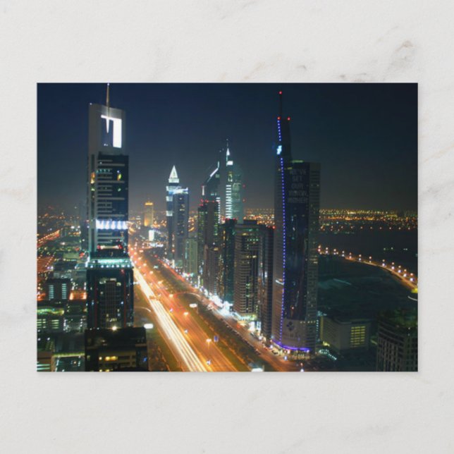 Postcard Dubai Night Skyline, Saudi Arabia (Front)