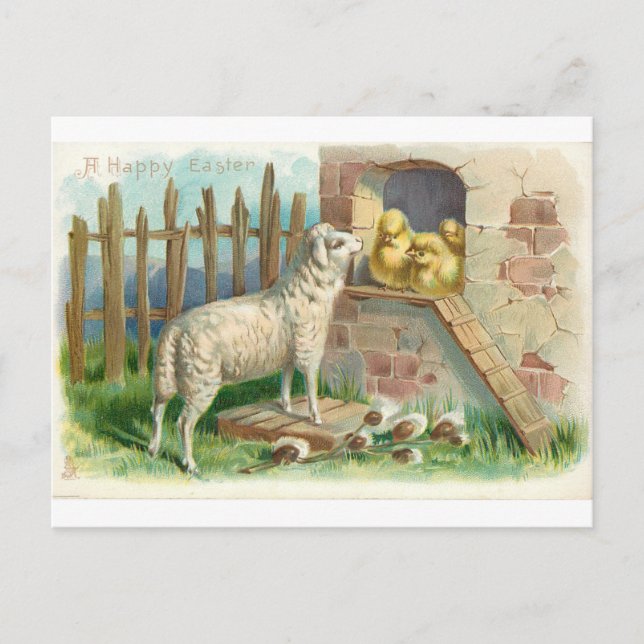 Postcard: Easter lamb and chicks Postcard (Front)