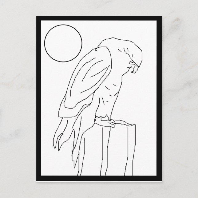 Postcard - Falcon on Post to Color (Front)