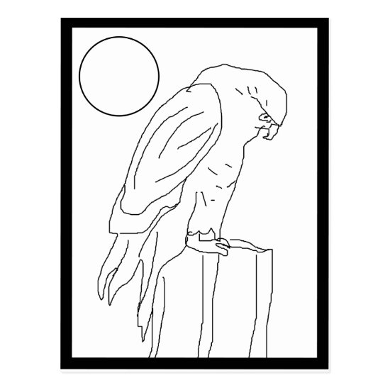 Postcard - Falcon on Post to Color