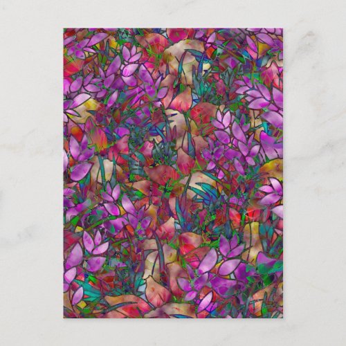 Postcard Floral Abstract Stained Glass