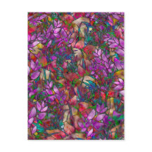 Postcard Floral Abstract Stained Glass