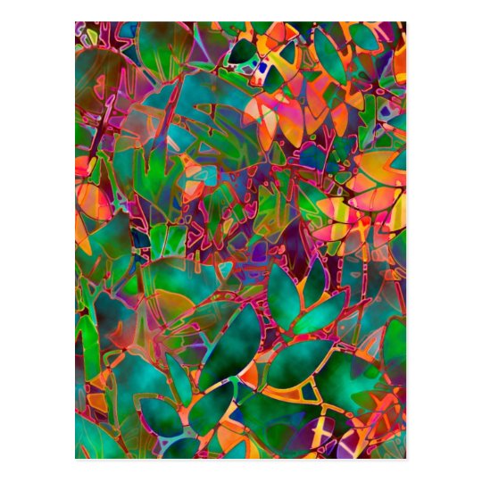 Postcard Floral Abstract Stained Glass