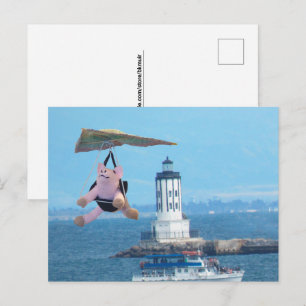 Postcard - Flying Pig over LA Harbor Light