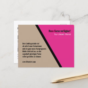 Postcard for mailings fitness studio and trainer
