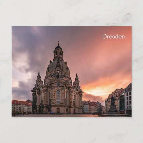 Postcard Frauenkirche Dresden at sunrise