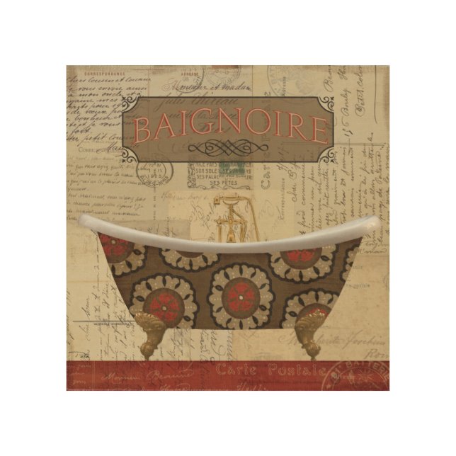 Postcard French Bathroom Wood Wall Decor (Front)