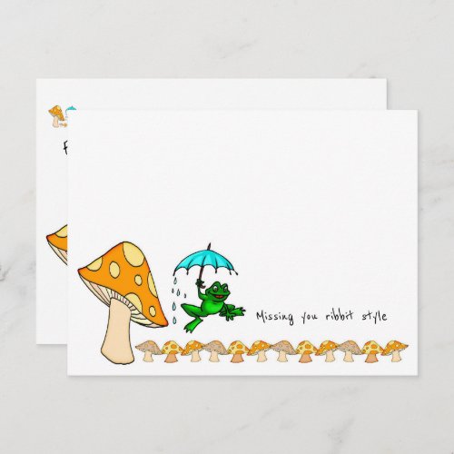 Postcard Frog Ribbit Mushroom