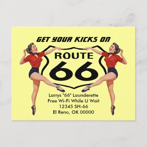 Postcard Get Your Kicks On Route 66 Advertising PC