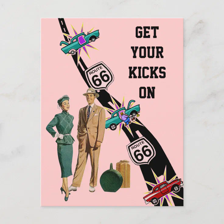 Postcard GET YOUR KICKS ON ROUTE 66 Retro Style | Zazzle