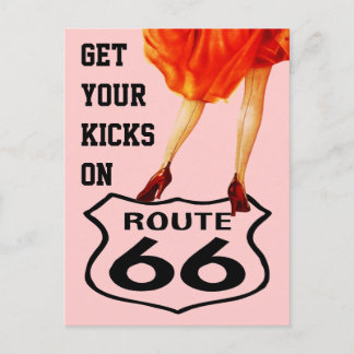 Postcard GET YOUR KICKS ON ROUTE 66 Retro Style