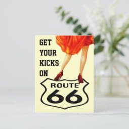Postcard GET YOUR KICKS ON ROUTE 66 Retro Style | Zazzle