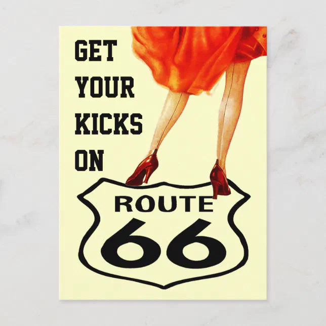 Postcard GET YOUR KICKS ON ROUTE 66 Retro Style | Zazzle