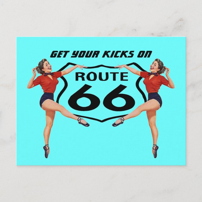 Postcard Get Your Kicks On Route 66 - Road Trip PC (Front)
