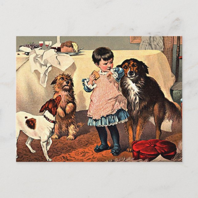 Postcard: Girl and Dogs Postcard (Front)
