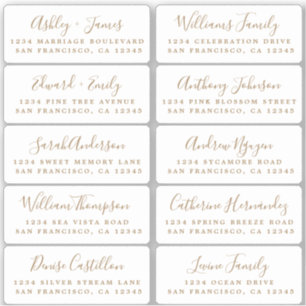 Postcard Gold Calligraphy Guest Address Labels