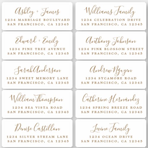 Postcard Gold Calligraphy Guest Address Labels