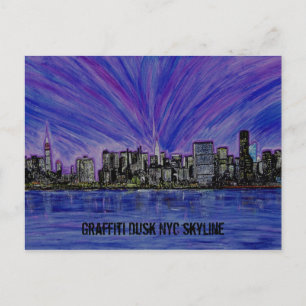 Postcard - Graffiti Dusk NYC Skyline
