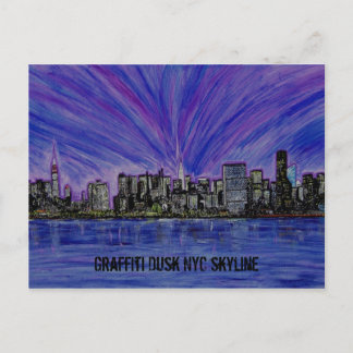 Postcard  - Graffiti Dusk  NYC Skyline