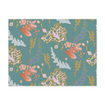 Postcard Green Abstract Cute Cheerful Colorful