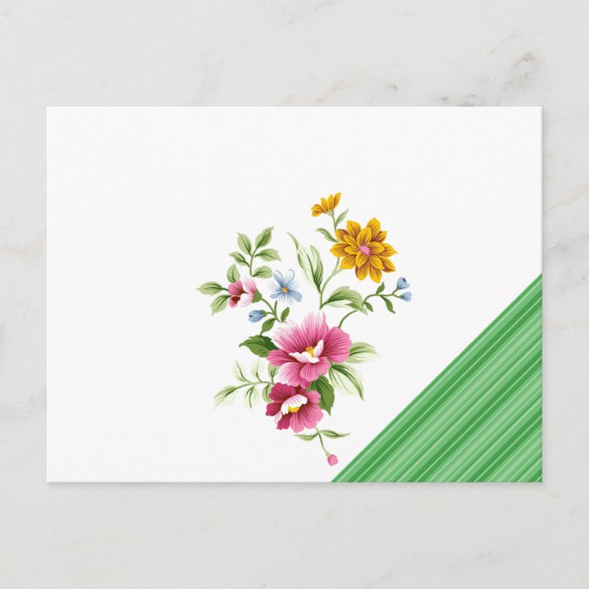 Postcard Green Stripe Floral (Front)