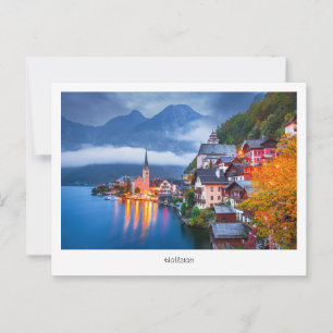 Postcard Hallstatt night scene, Austria