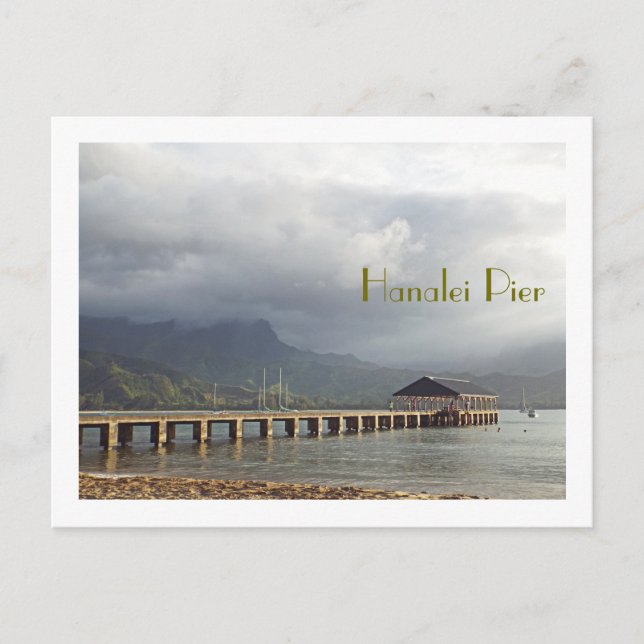 postcard, "HANALEI PIER WITH CLOUDS OVERHEAD" Postcard (Front)