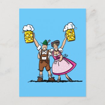 Postcard Happy Beer Festival Beer Couple by frankramspott at Zazzle