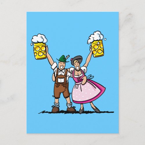 Postcard Happy BEER FESTIVAL Beer Couple