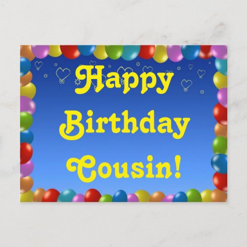 Postcard Happy Birthday Cousin