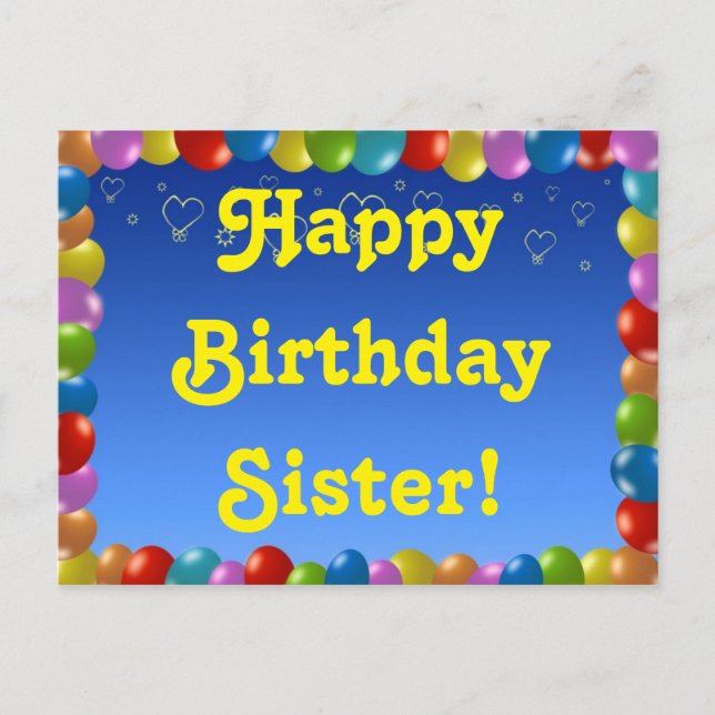 Postcard Happy Birthday Sister (Front)