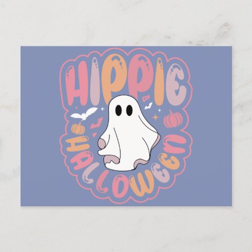 Postcard Happy Hippie Halloween Hippie Ghost Card