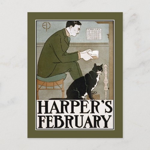 Postcard Harpers February by Edward Penfield Postcard