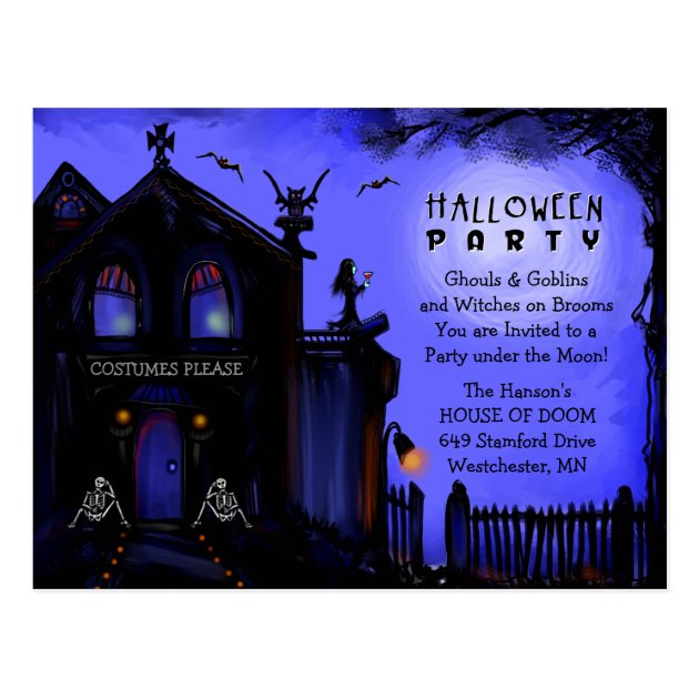 Postcard Invitation - Halloween Haunted House