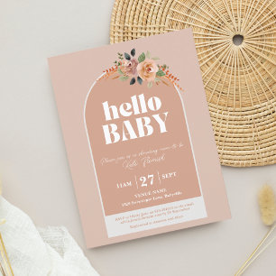 Postcard Invitation,Hello Baby, Modern Baby Shower