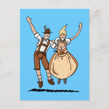 Postcard Jumping Beer Festival Couple by frankramspott at Zazzle
