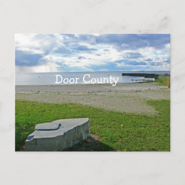 POSTCARD,LAKE/BILLOWY CLOUDS/ROCK/PIER/DOOR COUNT POSTCARD (Front)