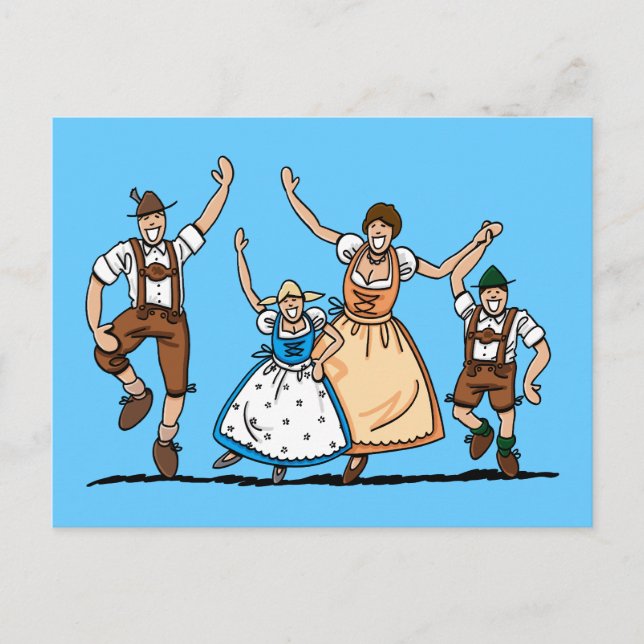 Postcard Lederhosen Dirndl BEER FESTIVAL Family (Front)