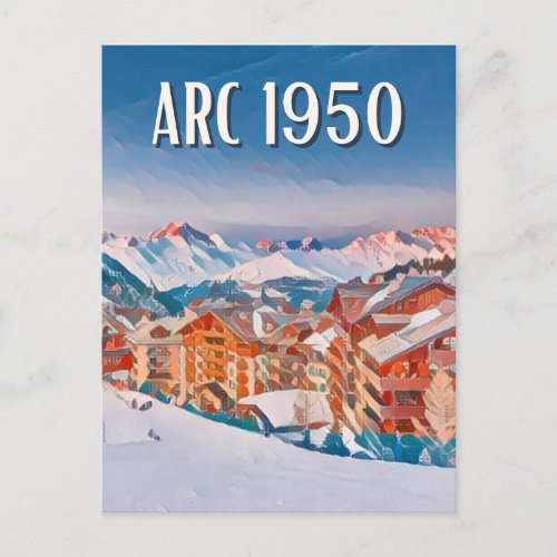 Postcard Les Arcs 1950 Ski resort