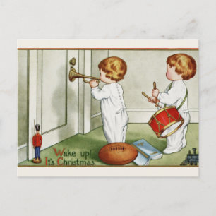 Postcard: Little Twins "Wake Up it's Christmas!" Holiday Postcard