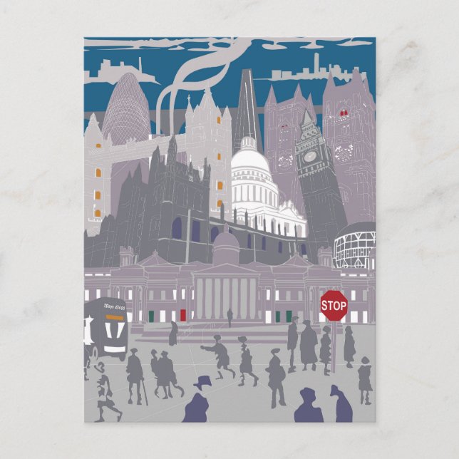 Postcard London Skyline Illustration Artwork (Front)